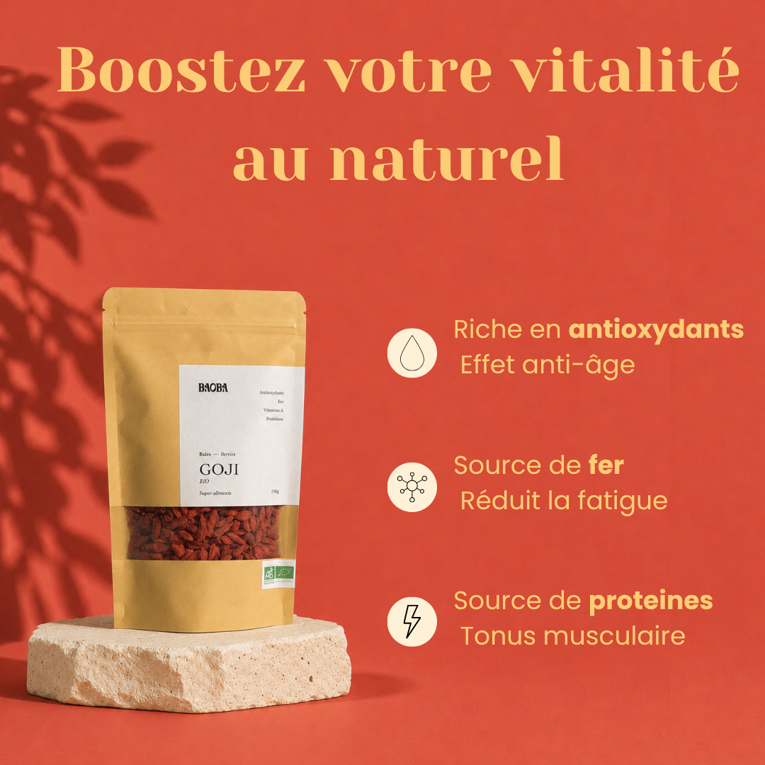 Baies de Goji Bio – Antioxydants, Vitamine C & Énergie