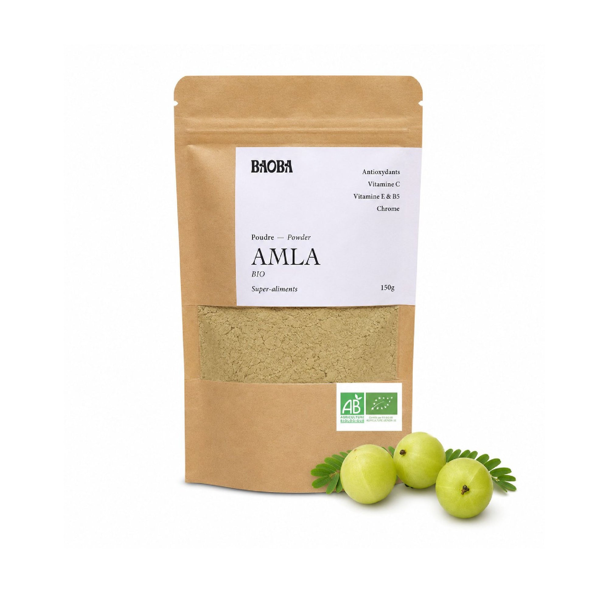 Poudre d'amla bio BAOBA, riche en vitamine C et antioxydants