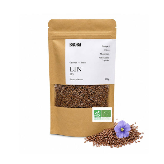Graines de lin bio BAOBA, riches en oméga-3 et fibres