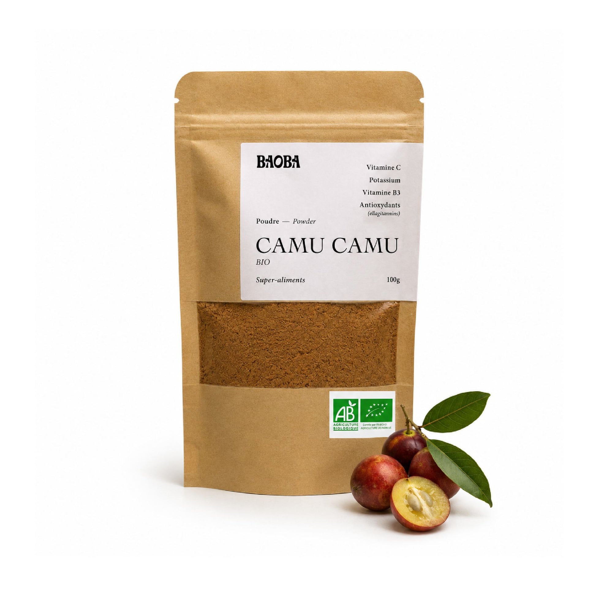 Poudre de camu camu bio BAOBA, riche en vitamine C