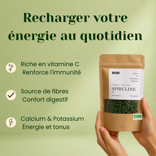 Comprimés de Spiruline Bio – Protéines, Fer & Énergie