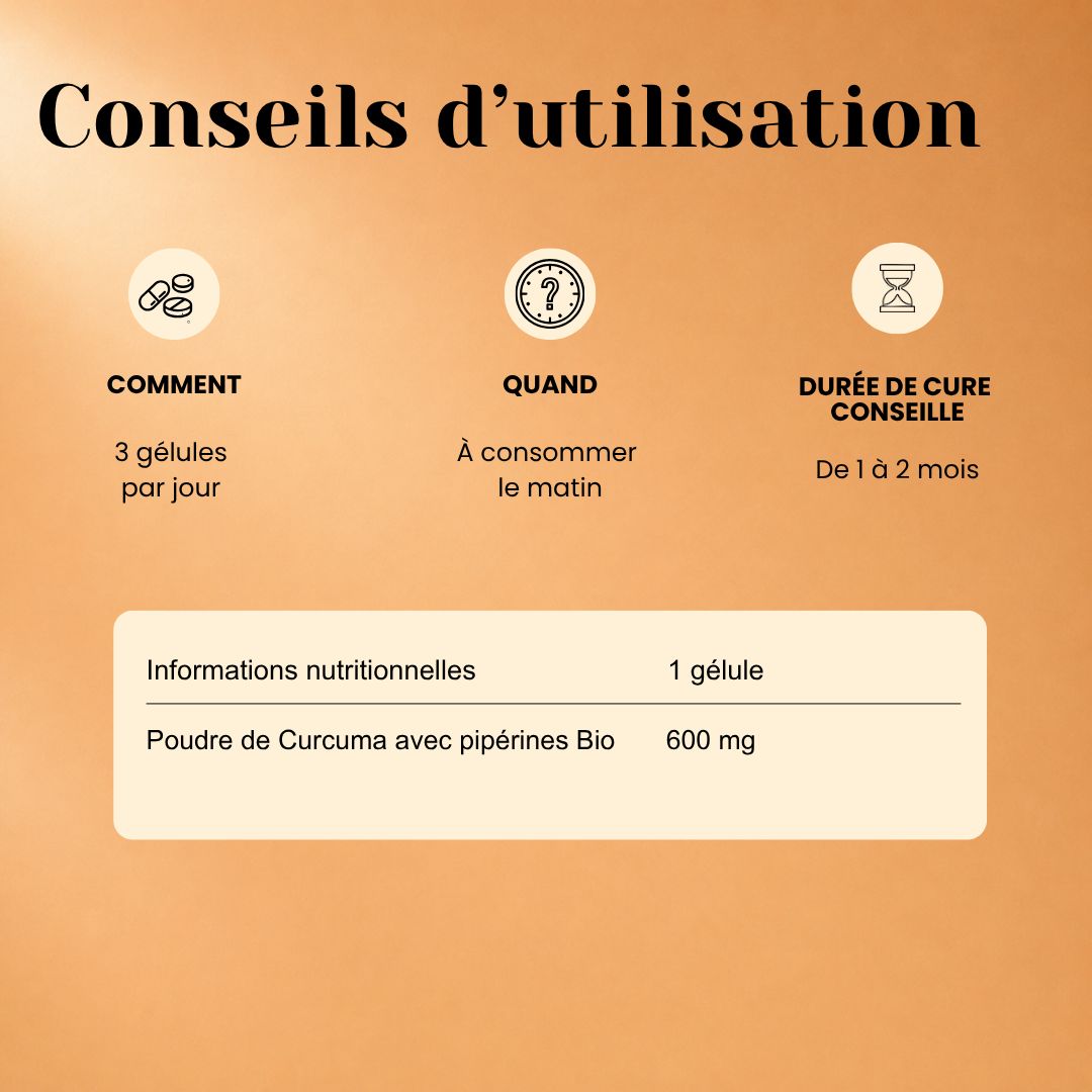 Gélules de Curcuma & Pipérine Bio – Articulations & Antioxydant