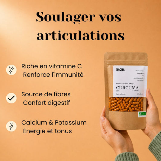 Gélules de Curcuma & Pipérine Bio – Articulations & Antioxydant