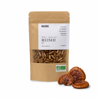 Gélules de reishi bio BAOBA pour l'immunité et la sérénité