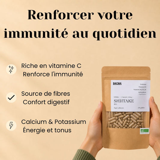 Gélules de Shiitake Bio – Immunité & Bien-être au Quotidien