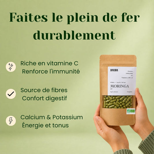 Gélules de Moringa Bio – Vitalité, Fer & Vitamines