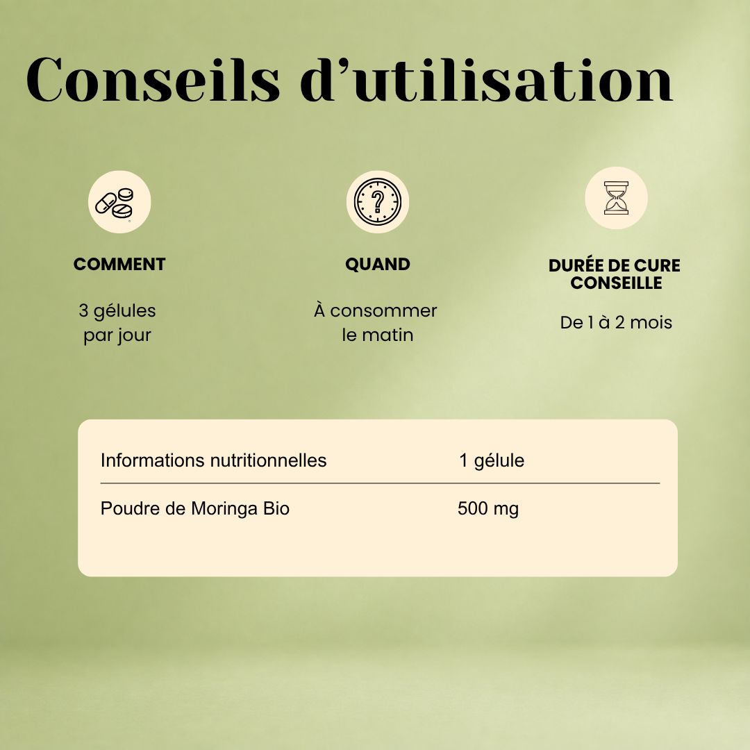 Gélules de Moringa Bio – Vitalité, Fer & Vitamines